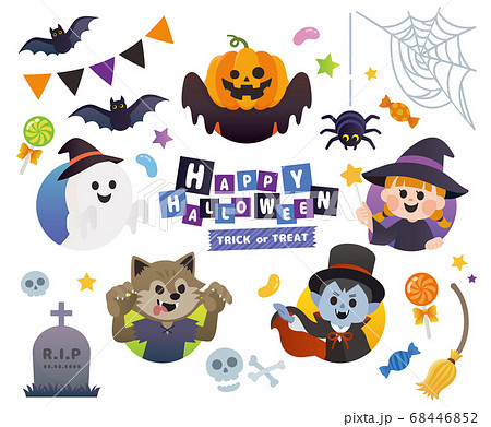 Halloween coloring set with beautiful witch - Stock Illustration  [68568531] - PIXTA