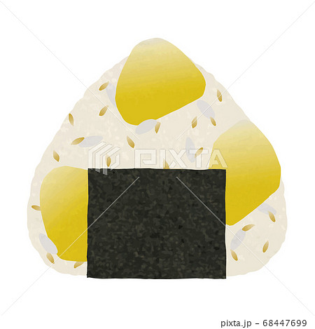 秋のおにぎりシリーズ_栗ご飯_手描きタッチ色鉛筆_ベクターのイラスト