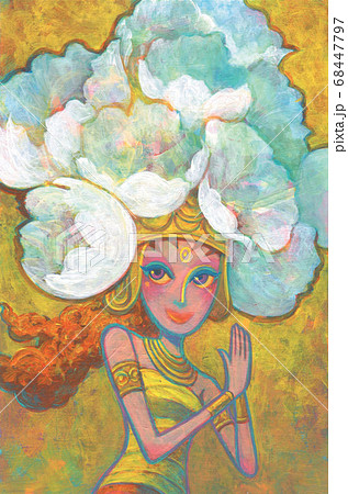 花かんむりのバリ島の踊り子のイラスト素材