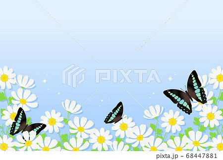 蝶々と花のイラスト素材