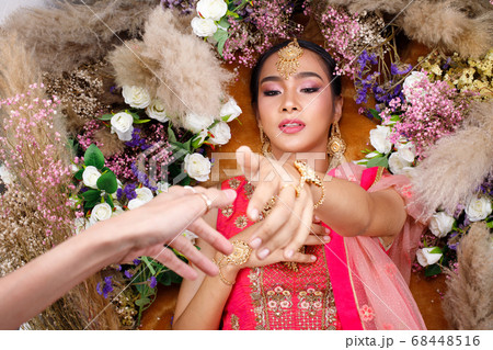 India Traditional costume Wedding bride dress on 68448516