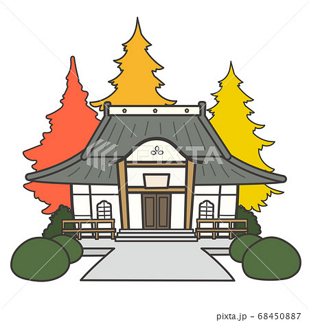 秋のお寺 アイコン風のイラスト素材