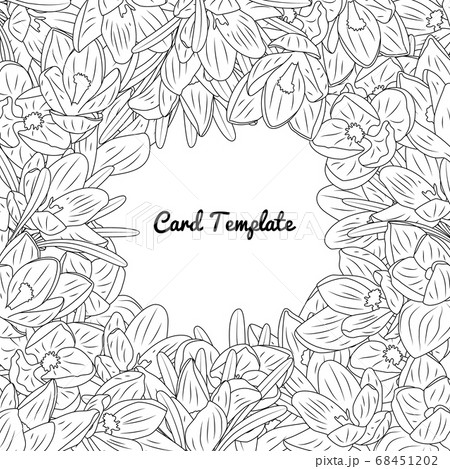 Square card template with monochrome hand drawn 68451202