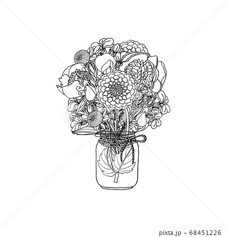 Hand drawn doodle style bouquet of different 68451226