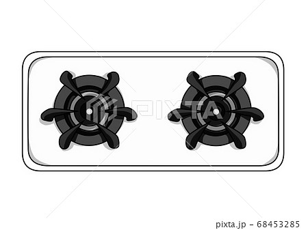 White Two-Sided Gas Stove Seen From Above - Stock Illustration [68453285] -  Pixta