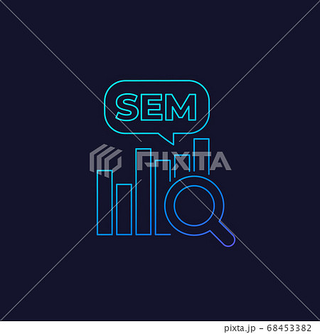 SEM, search engine marketing icon, linear 68453382