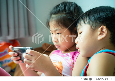 Children friend girls and boy group playing Children friend girls and boy group playing 68453411