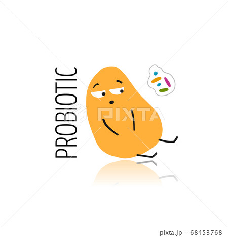 Funny and scary bacteria characters isolated on white. Vector icons of gut and intestinal flora, germs, virus. Funny and scary bacteria characters isolated on white. Vector icons of gut and intestinal flora, germs, virus. 68453768