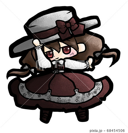 原宿系茶髪の可愛いカジュアルロリータのイラスト素材