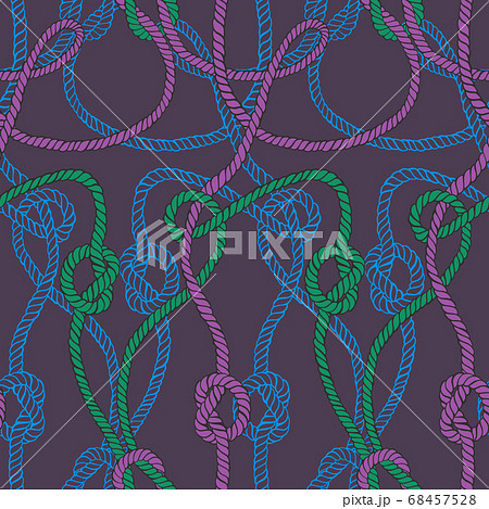 Vector seamless pattern made of twisted ropes with knots. Abstract graphic drawing. Flat nautical ornament. Vector seamless pattern made of twisted ropes with knots. Abstract graphic drawing. Flat nautical ornament. 68457528