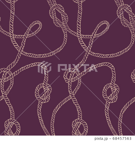 Vector seamless pattern made of twisted ropes with knots. Abstract graphic drawing. Flat nautical ornament. Vector seamless pattern made of twisted ropes with knots. Abstract graphic drawing. Flat nautical ornament. 68457563