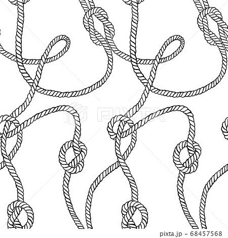Vector seamless pattern made of twisted ropes with knots. Abstract graphic drawing. Flat nautical ornament. Vector seamless pattern made of twisted ropes with knots. Abstract graphic drawing. Flat nautical ornament. 68457568