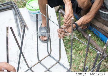 construction workers steel tie 68457674