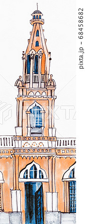 hand-drawn sketch of church in Moscow city 68458682