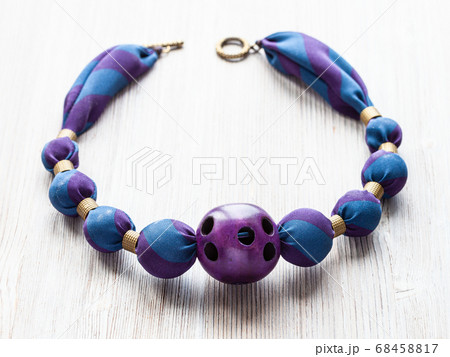 necklace of round silk beads and purtple ball necklace of round silk beads and purtple ball 68458817
