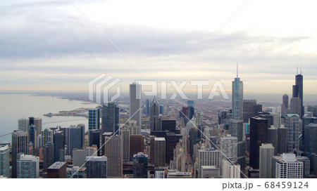 CHICAGO, ILLINOIS, UNITED STATES - DEC 11th, 2015: View from John Hancock tower fourth highest building in Chicago 68459124