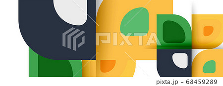 Set of vector modern geometric abstract backgrounds with repeating abstract round shapes patterns and shadow effects 68459289