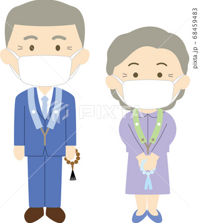 シニア男女 スーツ 式章 数珠 マスク シニア男女 スーツ 式章 数珠 マスク 68459483