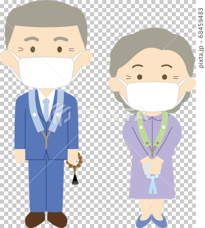 シニア男女 スーツ 式章 数珠 マスク シニア男女 スーツ 式章 数珠 マスク 68459483