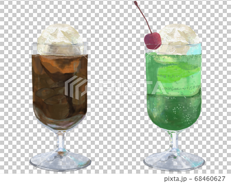 コーヒーフロートとメロンソーダのイラスト素材