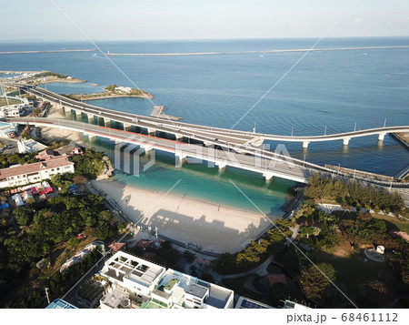 うみそら公園　沖縄　那覇市　海　公園　空撮　ドローン　ビーチ 68461112