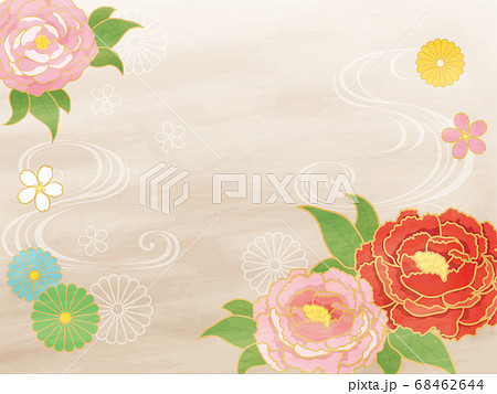 牡丹の和風背景のイラスト素材