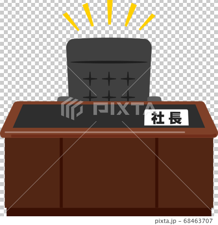 社長と書かれたプレートが乗ったデスクと椅子のイラスト素材