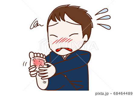 水虫で痒くて辛い男子学生のイラスト素材