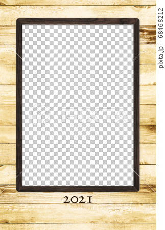 Natural wood grain photo frame new year card 68468212