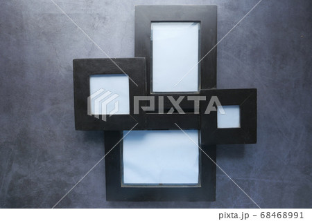 top view of empty frame on black background . 68468991