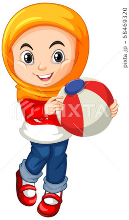 Muslim girl holding color ball 68469320