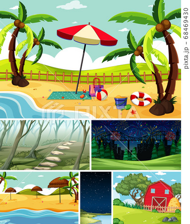 Six different scenes in nature setting cartoon 68469430