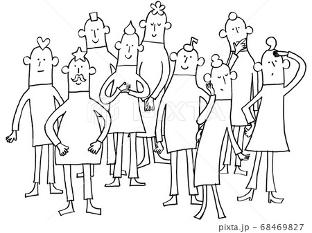 ゆるい大人たち 手描き風線画のイラスト素材 [68469827] - PIXTA
