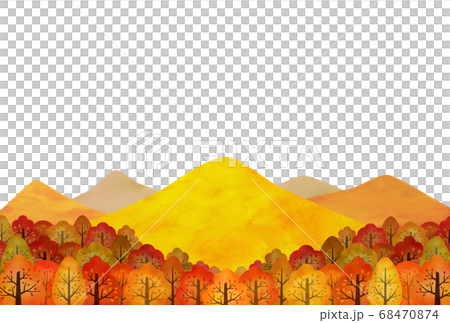 水彩風 秋の紅葉の山 68470874