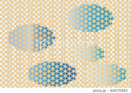 麻の葉模様 和柄 古典柄 連続模様 透かし アレンジ 和風背景イメージ素材のイラスト素材