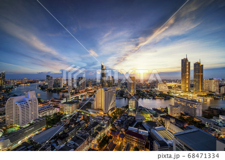 Cityscape in Bangkok city from roof top bar in Cityscape in Bangkok city from roof top bar in 68471334