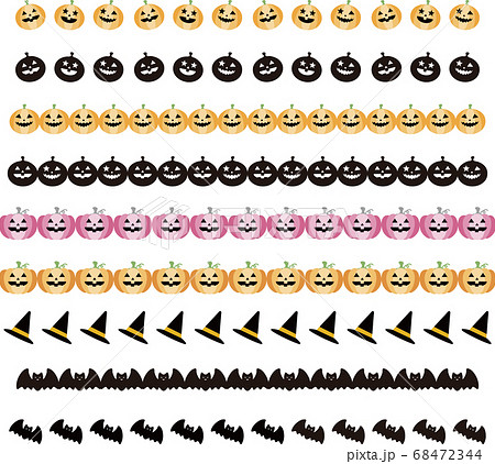 ハロウィン 秋 飾り ライン 罫線 イラスト素材セットのイラスト素材