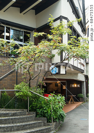 日本一の湧出量を誇る 草津温泉 標高10mに広がる山の中の温泉の写真素材