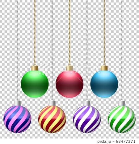 クリスマス オーナメントボール 鎖付き イラスト素材 7パターンセット 
