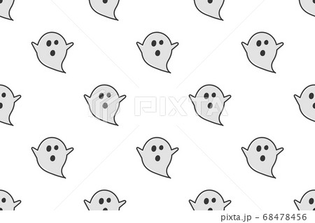 Flat design ghost seamless pattern. Halloween day wallpaper vector illustration. 68478456