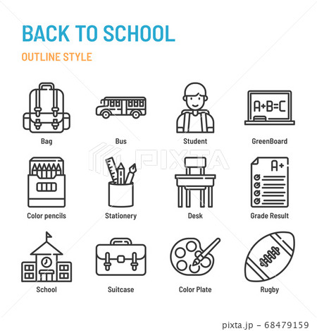 Back to School in outline icon and symbol set Back to School in outline icon and symbol set 68479159