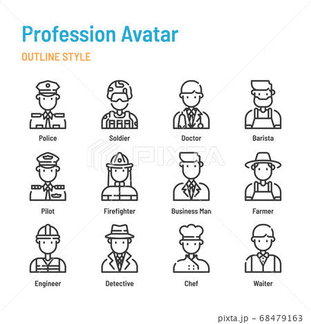Profession avatar in outline icon and symbol set Profession avatar in outline icon and symbol set 68479163