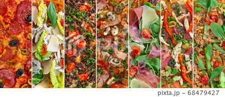 Collage of different fresh pizzas. Collage of different fresh pizzas. 68479427