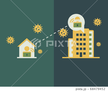 work from home and work at office still connected vector 68479452
