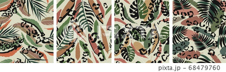 Leopard fern leaf pattern seamless. Organic fashionable foliage coloring with leopard camouflage exotic. Leopard fern leaf pattern seamless. Organic fashionable foliage coloring with leopard camouflage exotic. 68479760