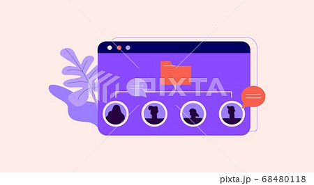 Customer base illustration. List of clients in extensive crm system marketing communication. 68480118