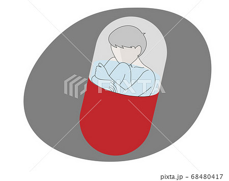 A male patient in depression drowns in a...のイラスト素材 [68480417] - PIXTA