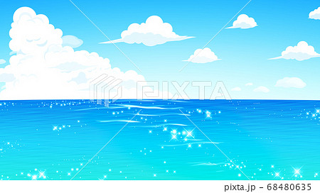 キラキラした海と空の風景 背景イラスト 16 9のイラスト素材