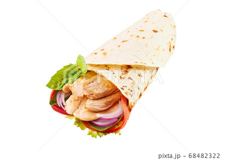 Chicken Roll or Shawarma or Doner isolated on white Chicken Roll or Shawarma or Doner isolated on white 68482322