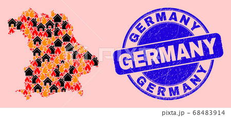Germany Map Composition of Fire and Properties and Grunge Germany Stamp Germany Map Composition of Fire and Properties and Grunge Germany Stamp 68483914